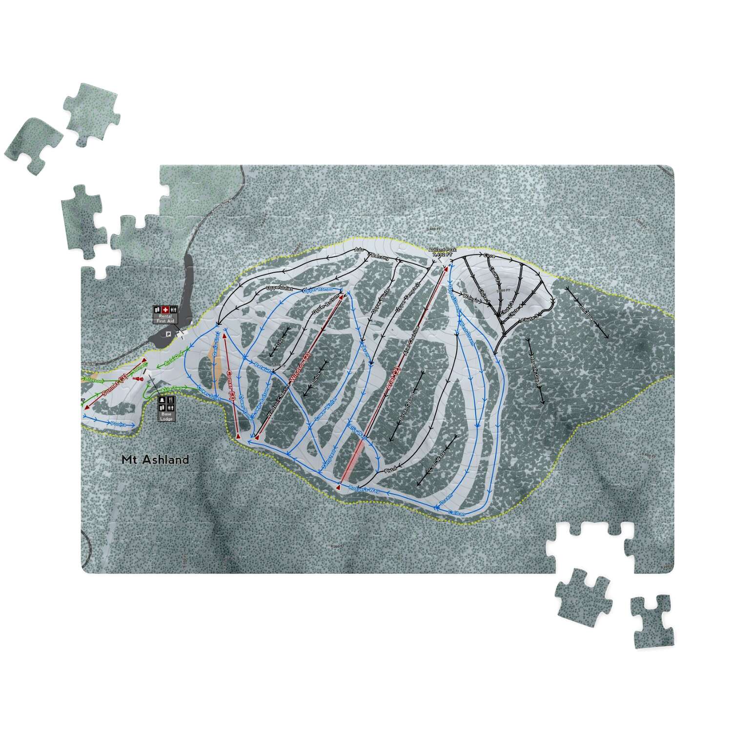 Mt Ashland Oregon Ski Trail Map Puzzle - Powderaddicts