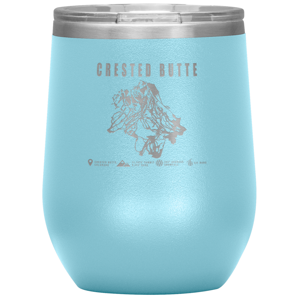 Crested Butte Colorado Ski Trail Map Wine 12oz Tumbler - Powderaddicts