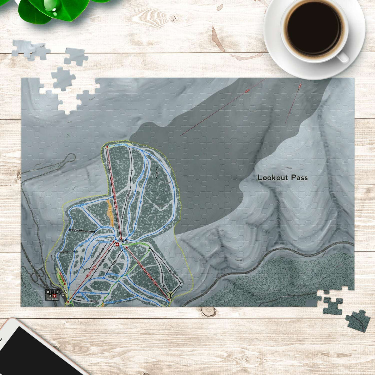 Look out Pass Idaho Ski Trail Map Puzzle - Powderaddicts