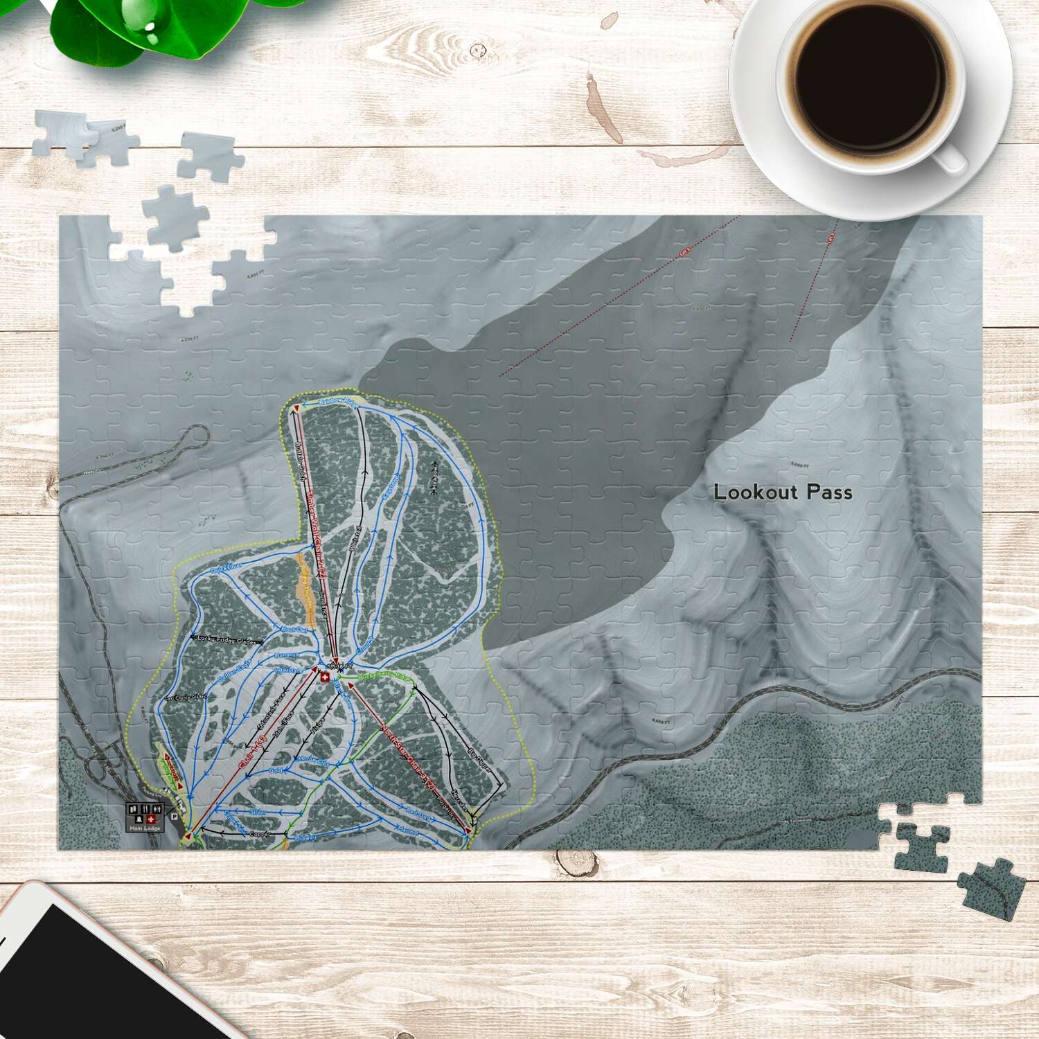Look out Pass Idaho Ski Trail Map Puzzle - Powderaddicts