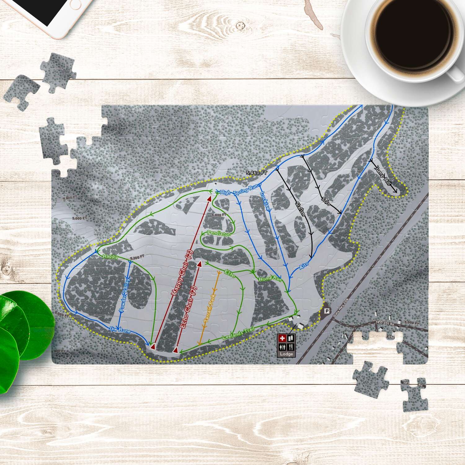 Spout Springs Oregon Ski Trail Map Puzzle - Powderaddicts