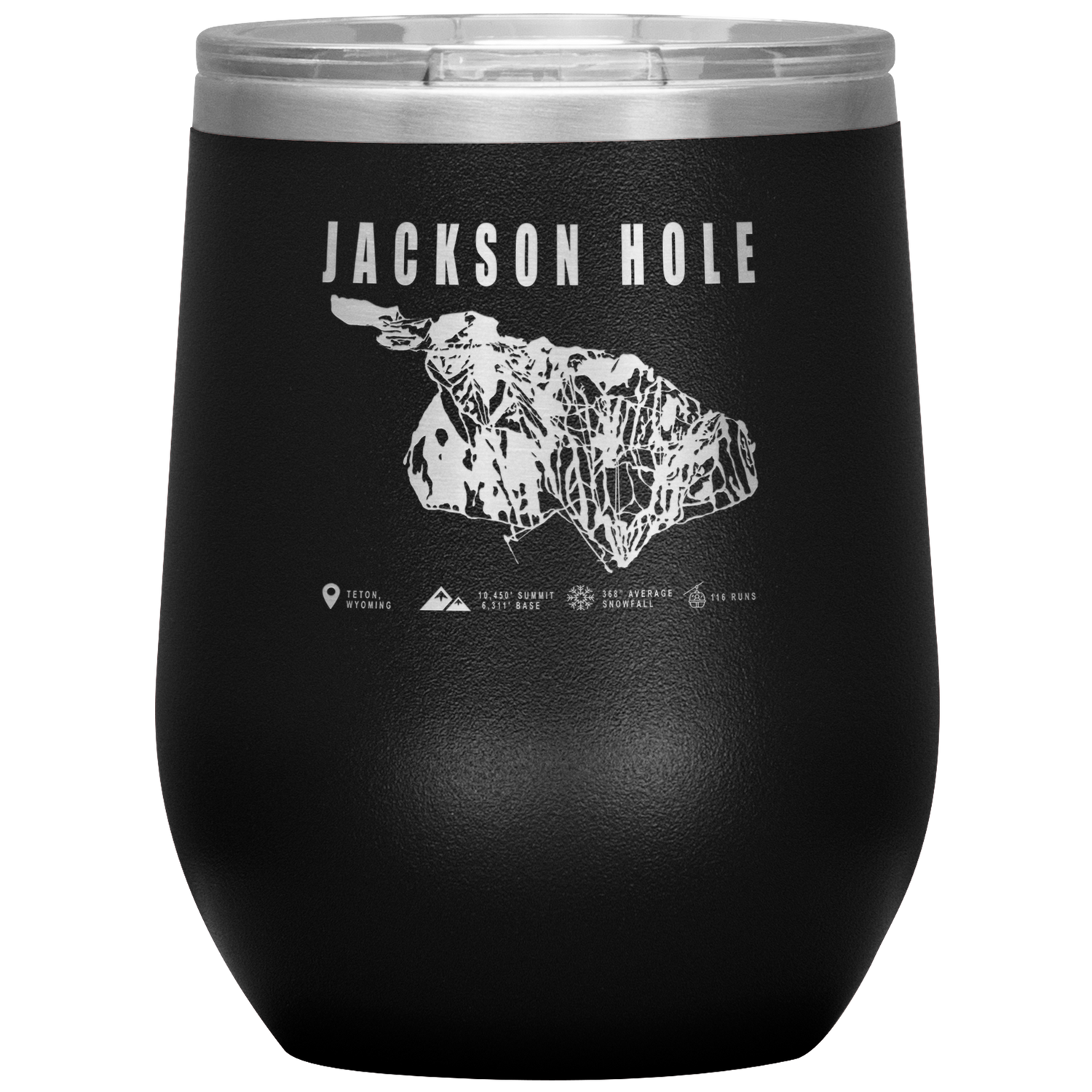 Jackson Hole Wyoming Ski Trail Map Wine 12oz Tumbler