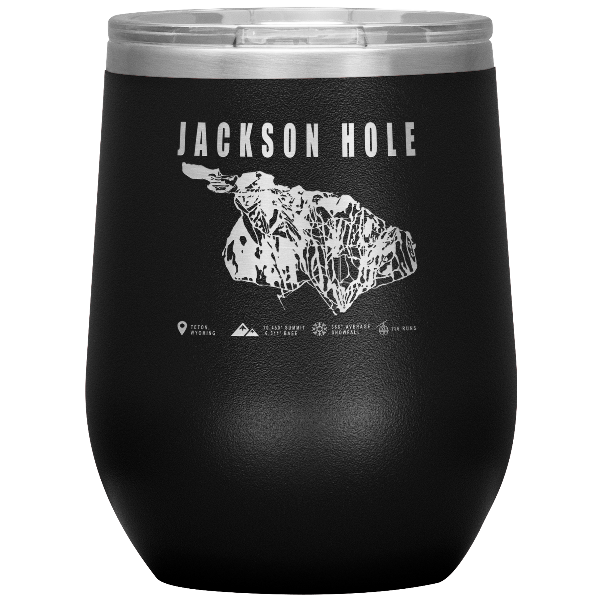Jackson Hole Wyoming Ski Trail Map Wine 12oz Tumbler - Powderaddicts