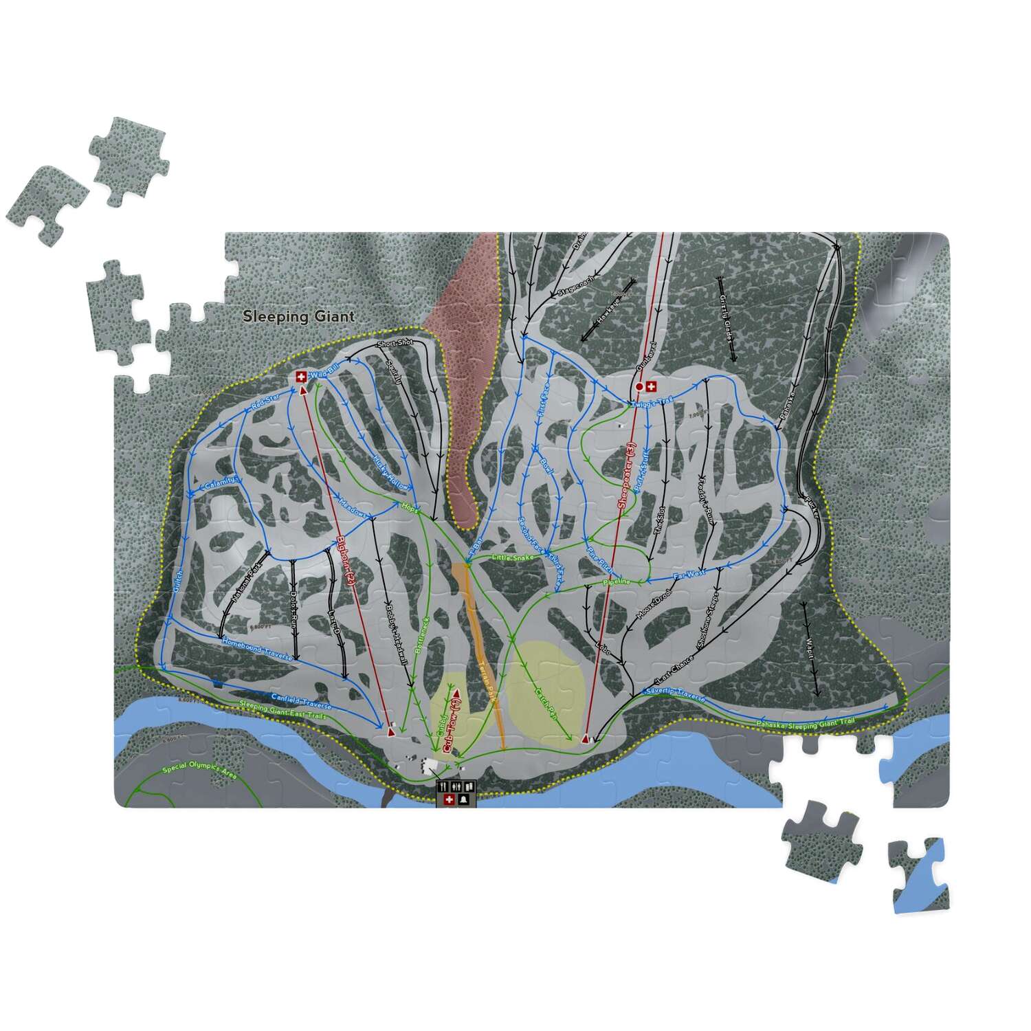 Sleeping Giant Wyoming Ski Trail Map Puzzle - Powderaddicts