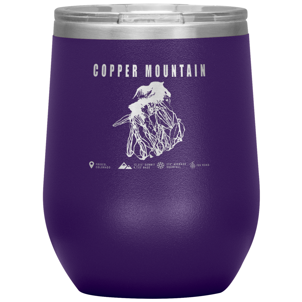Copper Mountain Colorado Ski Trail Map Wine 12oz Tumbler - Powderaddicts