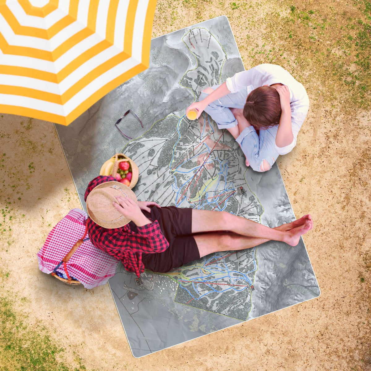 Jackson Hole, Wyoming Ski Resort Map Printed Beach Towel - Powderaddicts