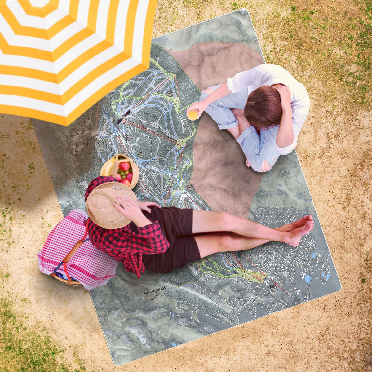 Steamboat, Colorado Ski Resort Map Printed Beach Towel - Powderaddicts