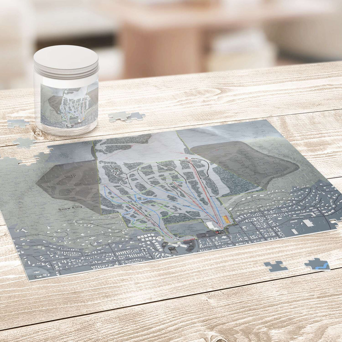 Snow King Wyoming Ski Trail Map Puzzle - Powderaddicts