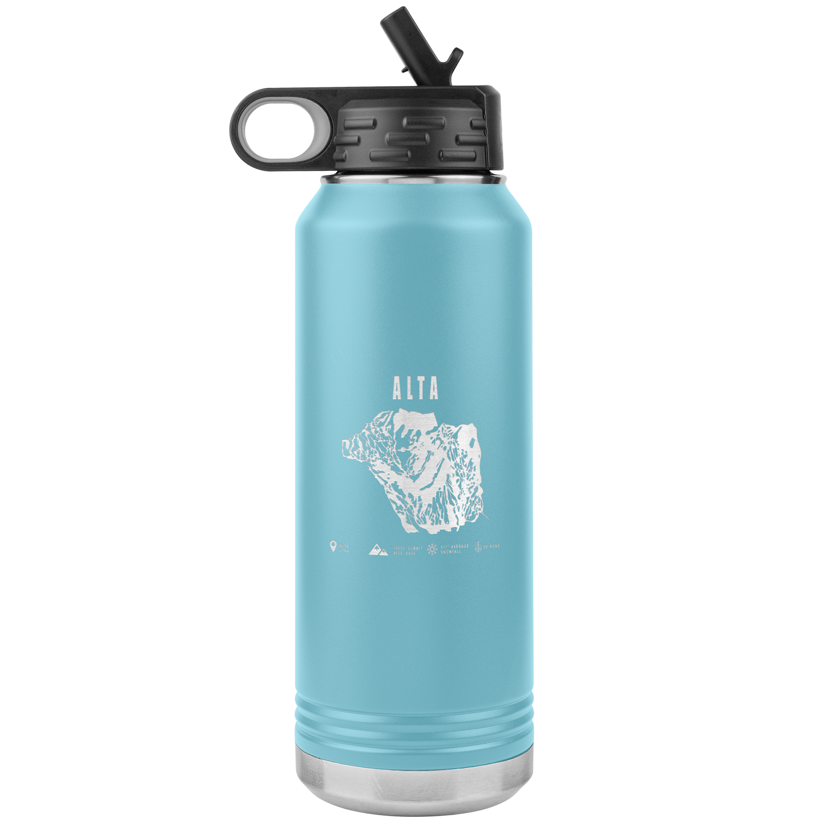 Alta,Utah Ski Trail Map 32oz Water Bottle Tumbler - Powderaddicts