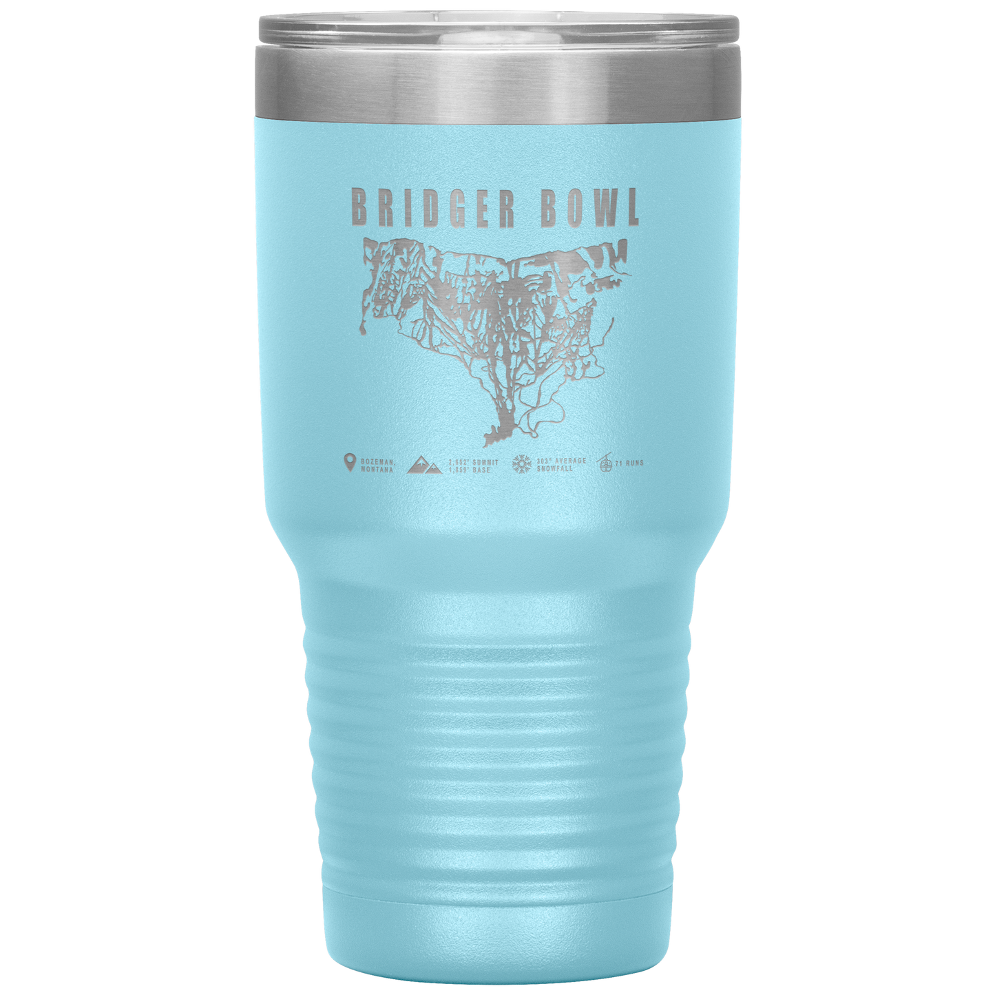 Bridger Bowl Montana Ski Trail Map 30oz Tumbler - Powderaddicts