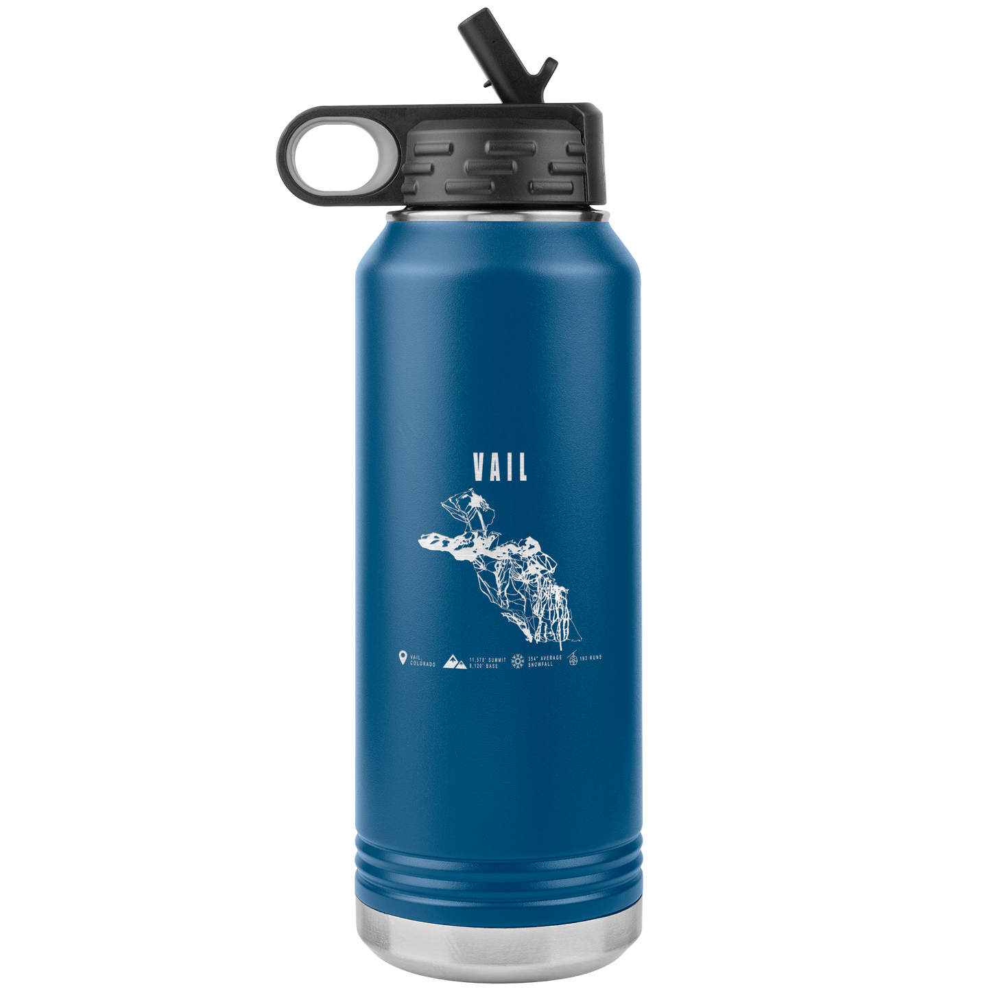 Vail Colorado Ski Trail Map 32oz Water Bottle Tumbler - Powderaddicts