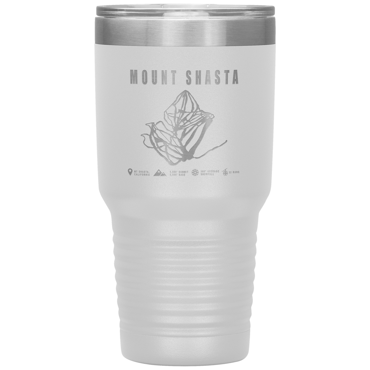 Mount Shasta, California Ski Trail Map 30oz Tumbler - Powderaddicts