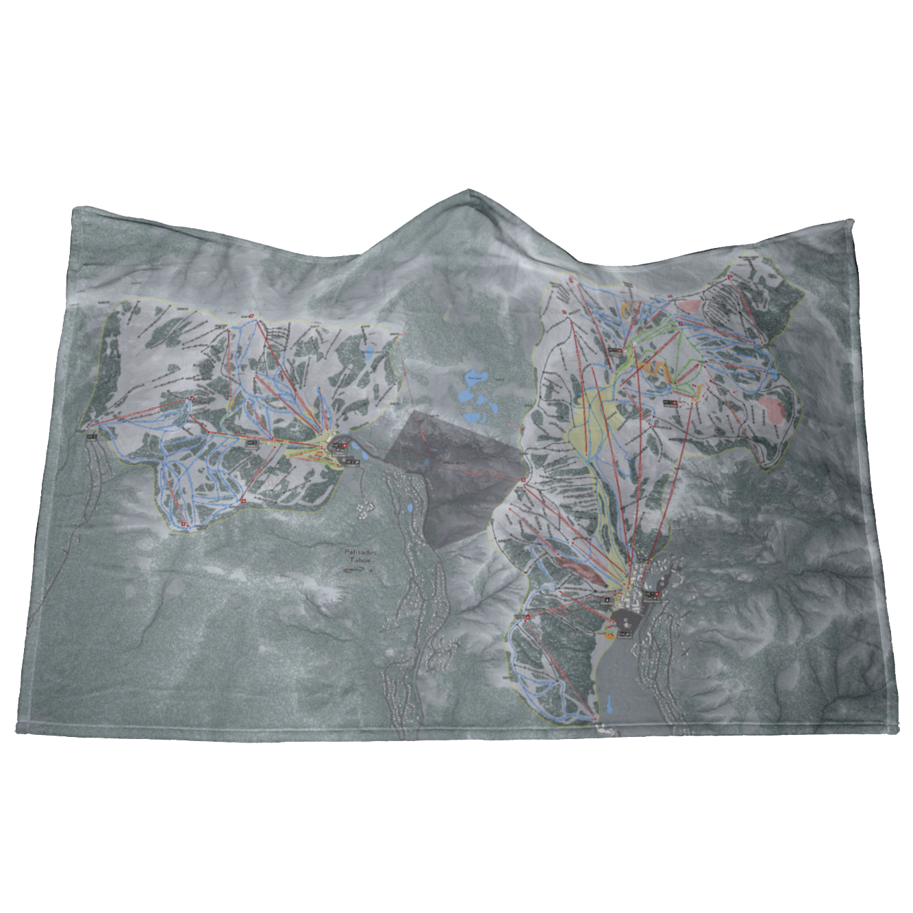 Palisades Tahoe, California  Ski Trail Map - Hooded Blanket - Powderaddicts