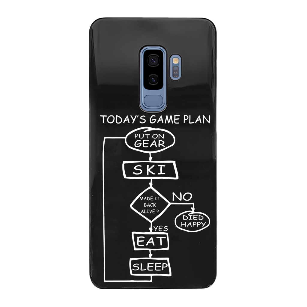 Today's Gameplan - Skiing Back Printed Black Hard Phone Case - Powderaddicts