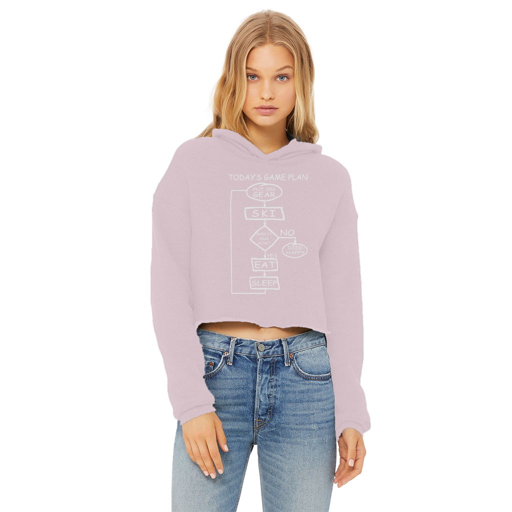 Today's Gameplan - Skiing Ladies Cropped Raw Edge Hoodie - Powderaddicts