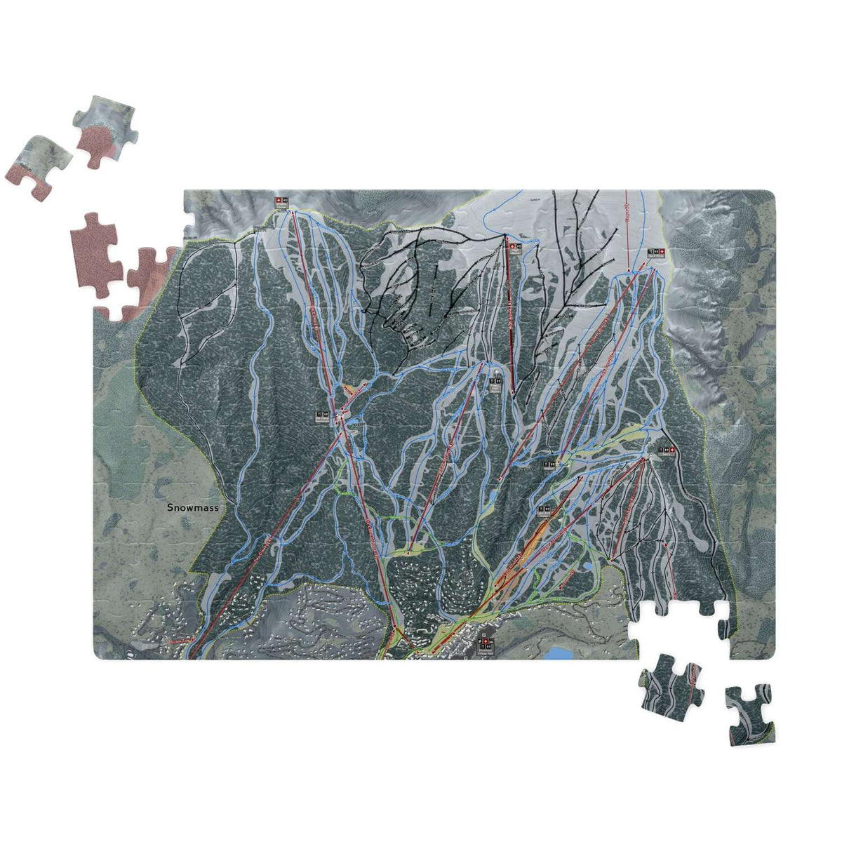 Snowmass, Colorado Ski Trail Map Puzzles - Powderaddicts