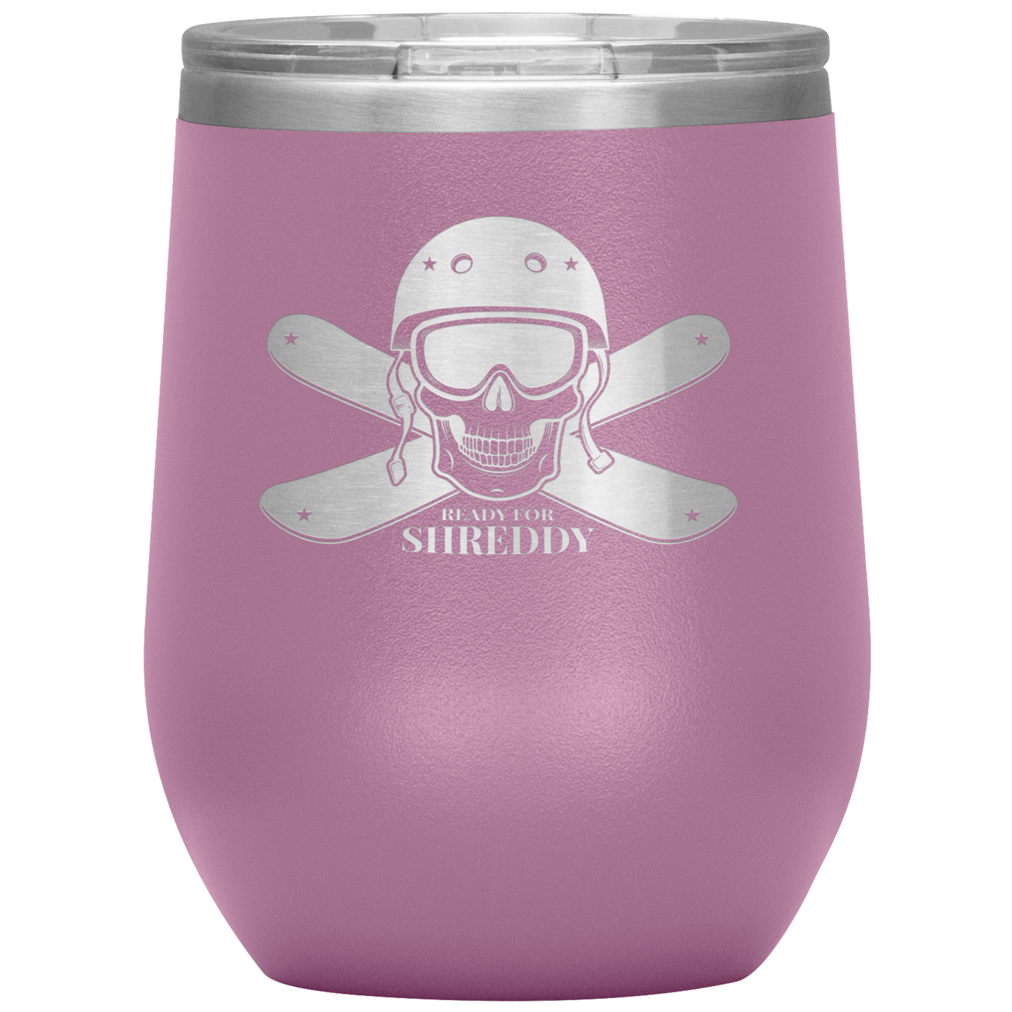 Ready For Shreddy Skeleton Skis Wine 12oz Tumbler - Powderaddicts