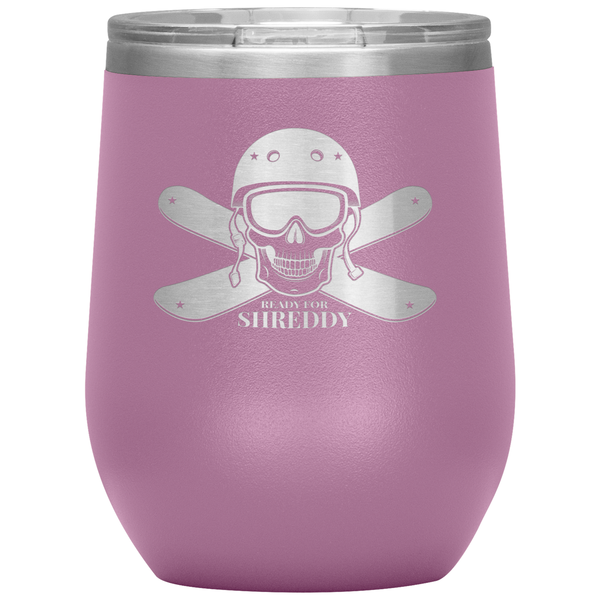 Ready For Shreddy Skeleton Skis Wine 12oz Tumbler - Powderaddicts