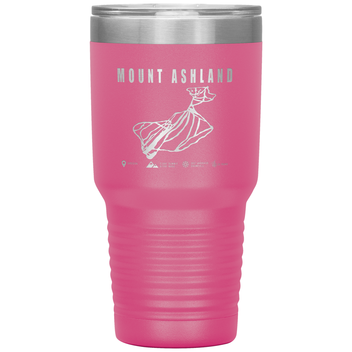 Mount Ashland, Oregon Ski Trail Map 30oz Tumbler - Powderaddicts