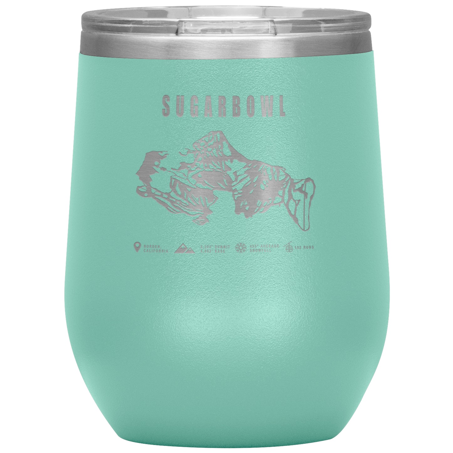Sugarbowl, California Ski Trail Map Wine 12oz Tumbler - Powderaddicts