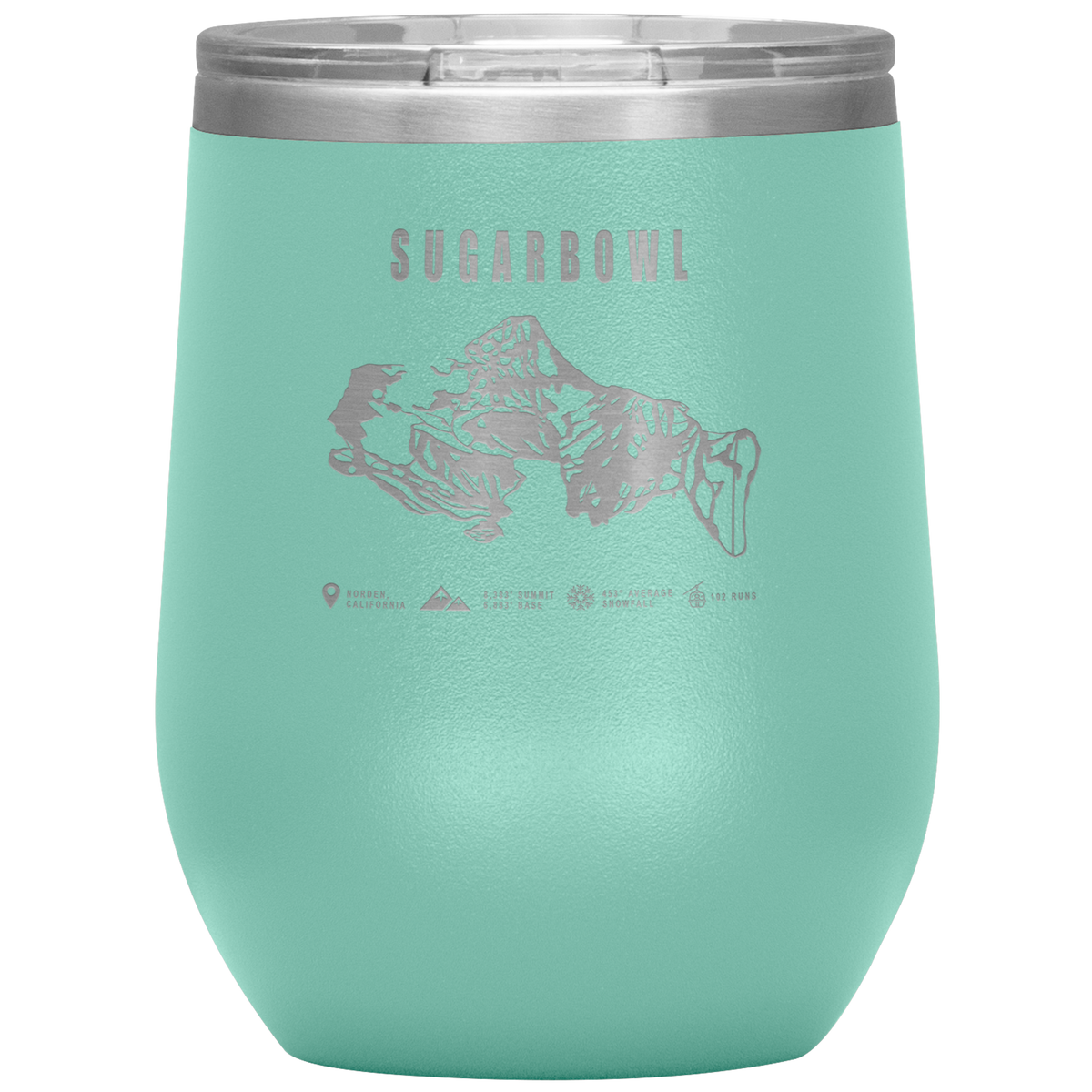 Sugarbowl, California Ski Trail Map Wine 12oz Tumbler - Powderaddicts