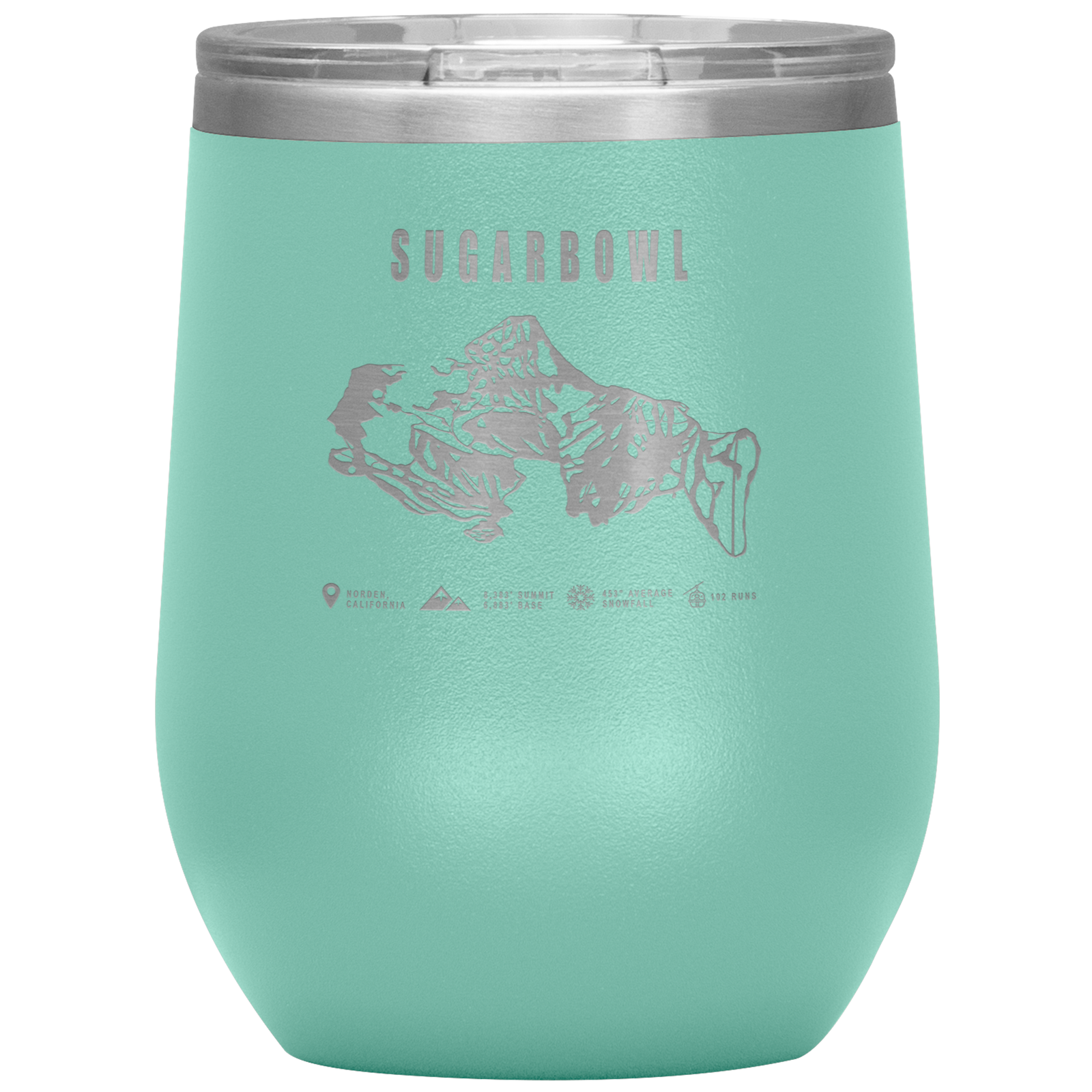 Sugarbowl, California Ski Trail Map Wine 12oz Tumbler - Powderaddicts
