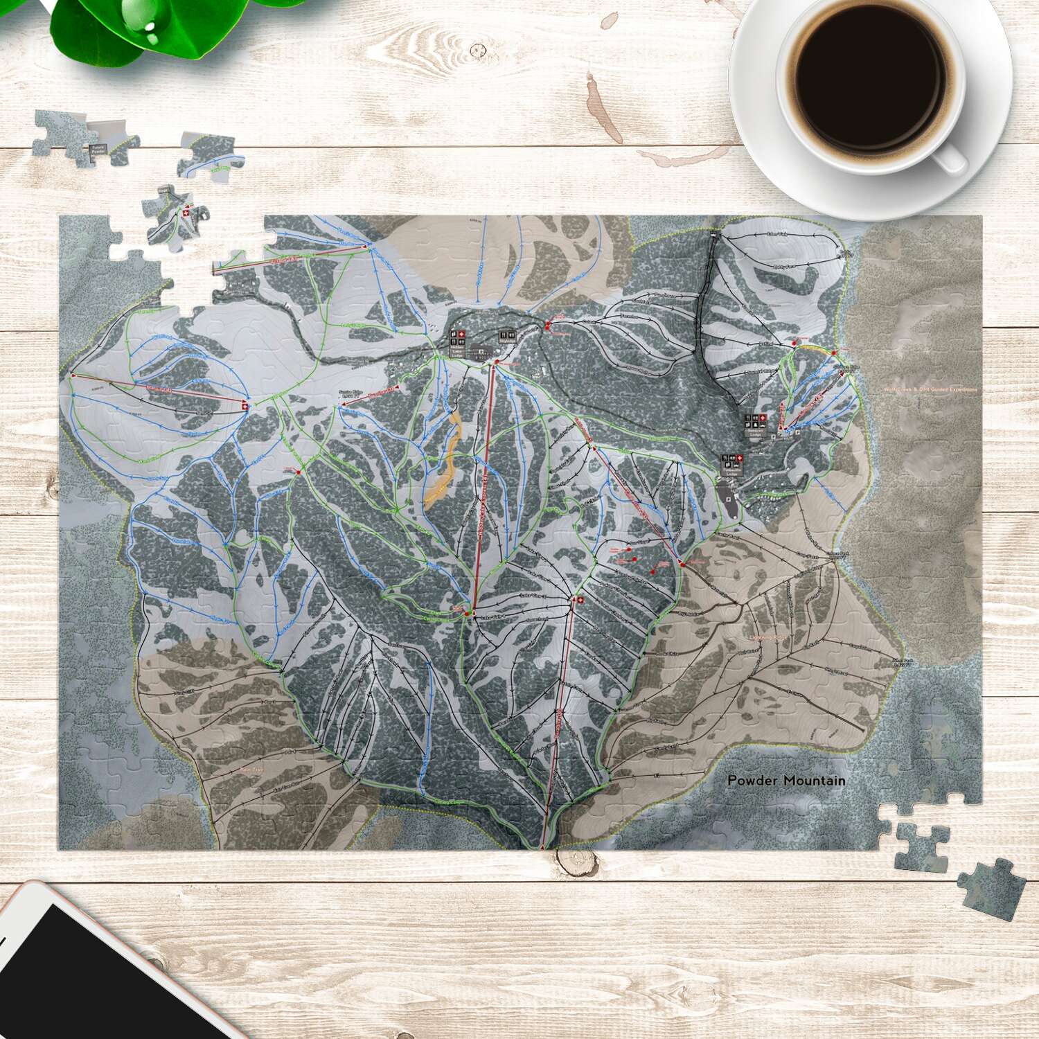 Powder Mountain, Utah Ski Trail Map Puzzle - Powderaddicts