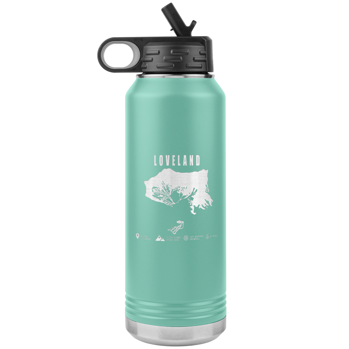 Loveland Colorado Ski Trail Map 32oz Water Bottle Tumbler - Powderaddicts