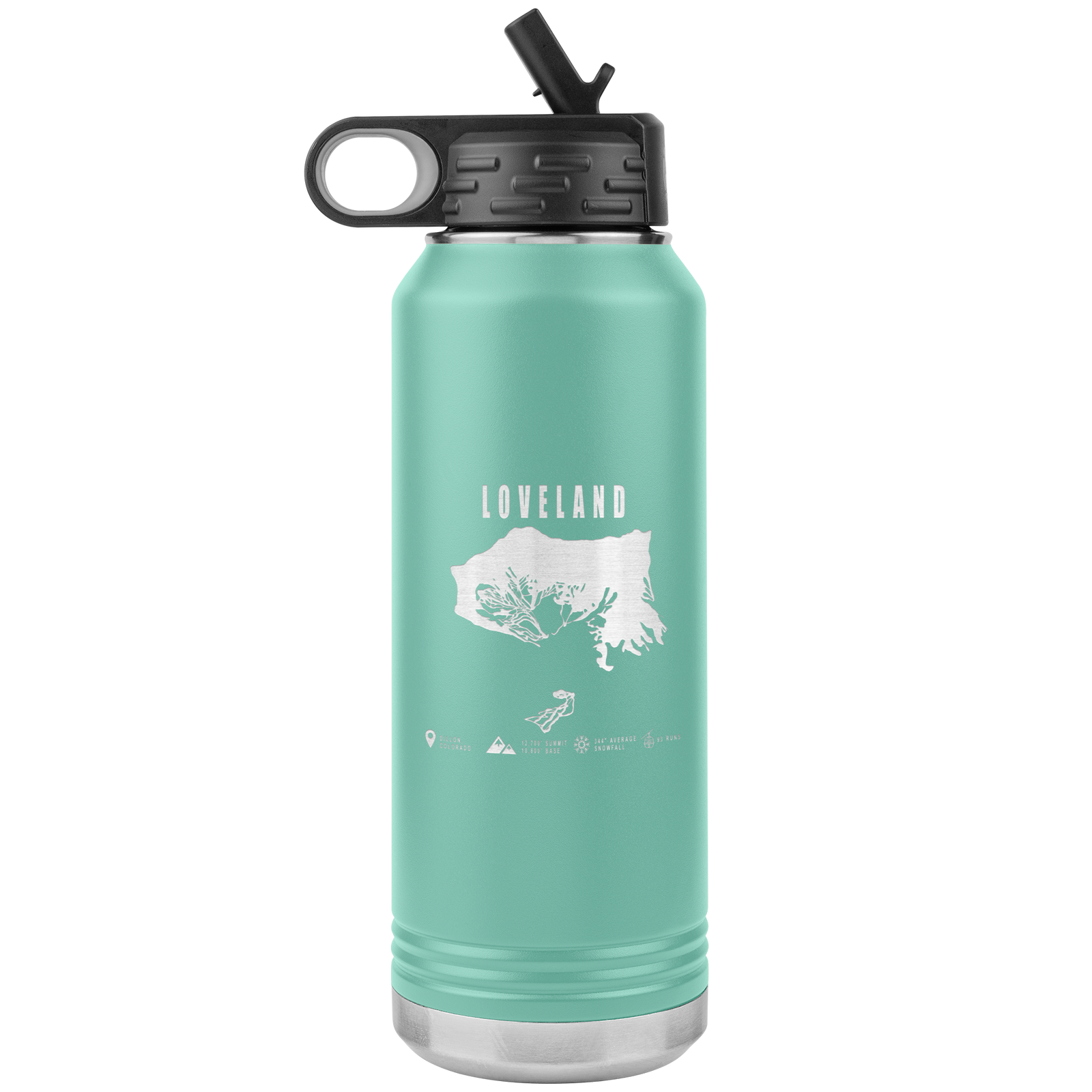 Loveland Colorado Ski Trail Map 32oz Water Bottle Tumbler - Powderaddicts