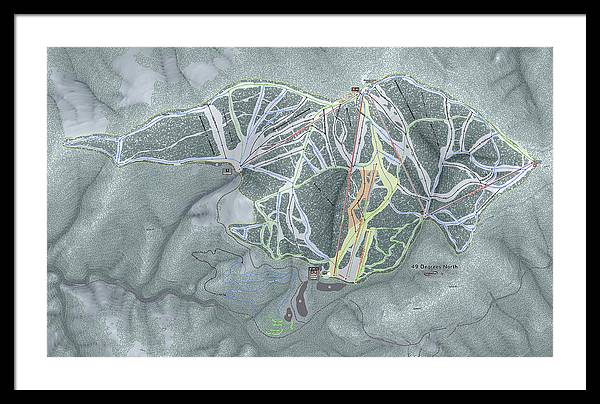 49 Deg North Ski Trail Map - Framed Print - Powderaddicts