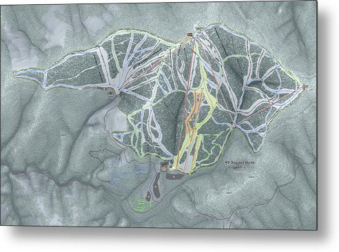 49 Deg North Ski Trail Map - Metal Print - Powderaddicts