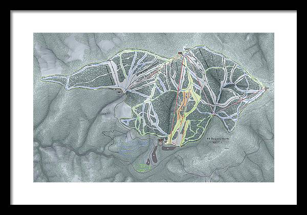 49 Deg North Ski Trail Map - Framed Print - Powderaddicts