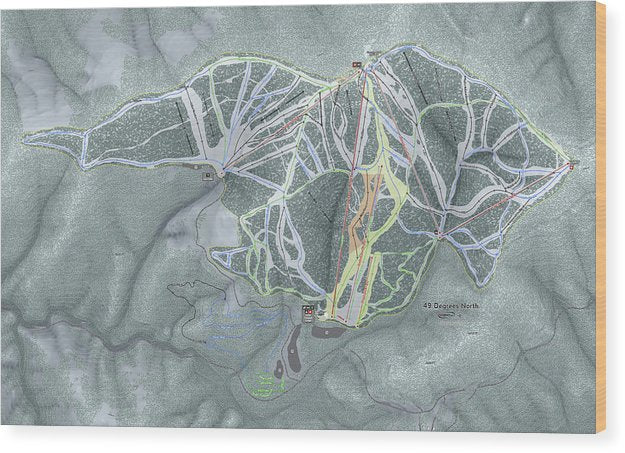 49 Deg North Ski Trail Map - Wood Print - Powderaddicts