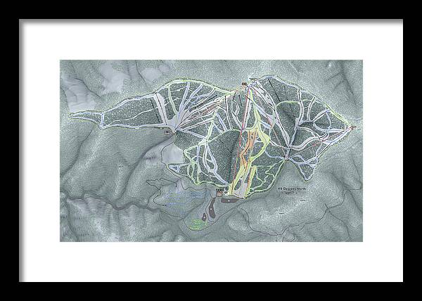 49 Deg North Ski Trail Map - Framed Print - Powderaddicts