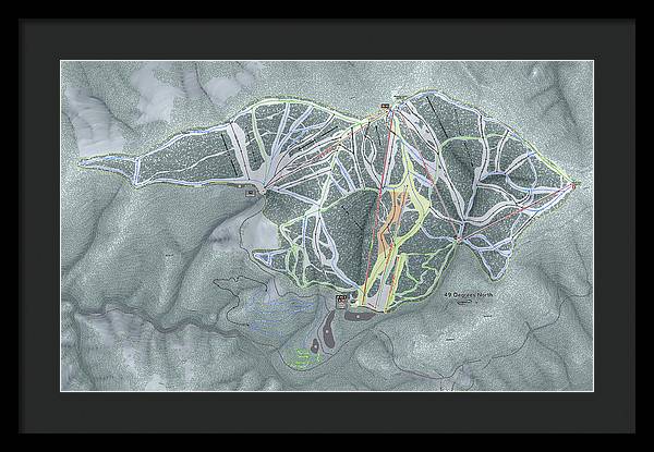 49 Deg North Ski Trail Map - Framed Print - Powderaddicts