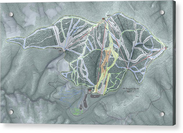 49 Deg North Ski Trail Map - Acrylic Print - Powderaddicts