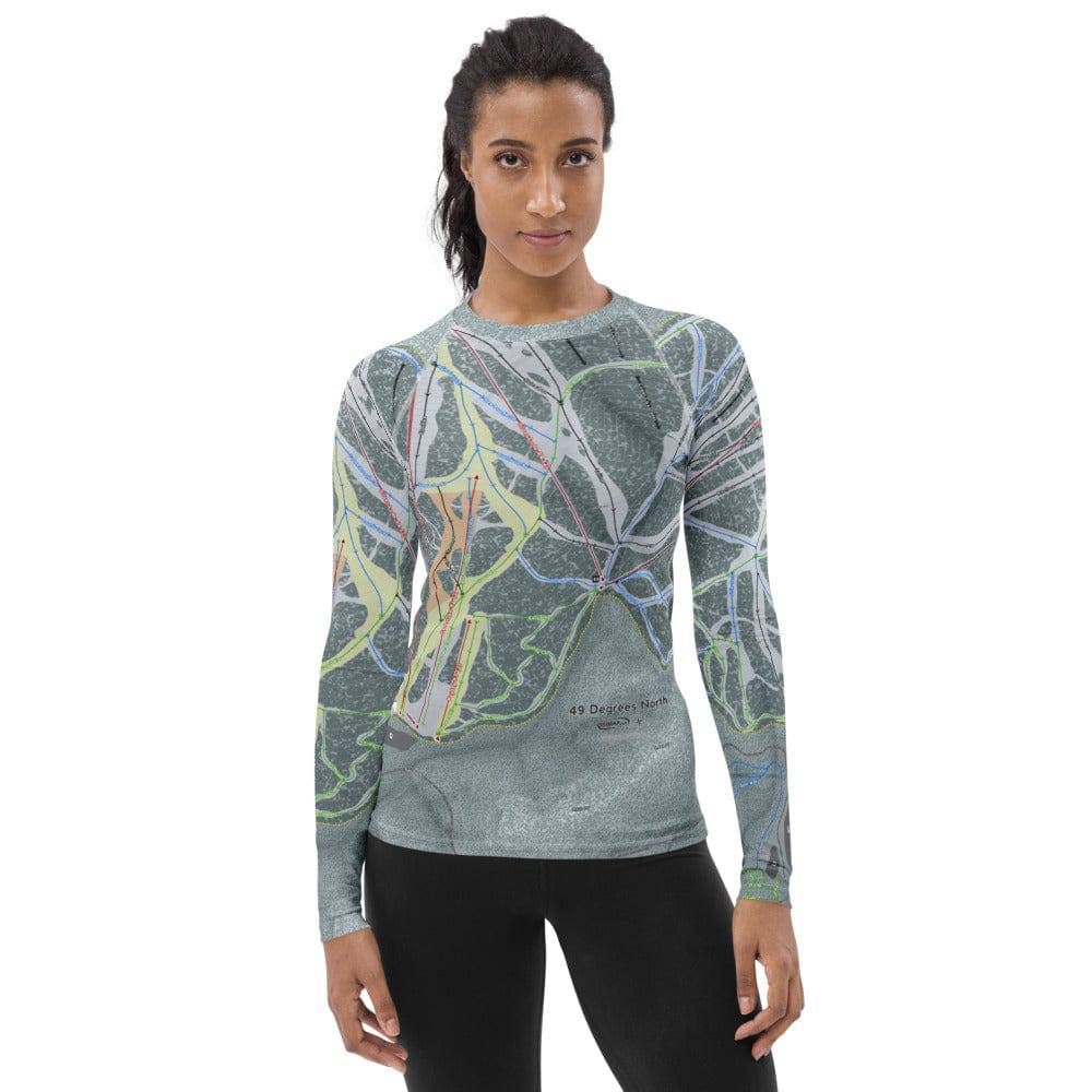 49 Degrees North, Washington Ski Trail Map Women&#39;s Base Layer Top - Powderaddicts