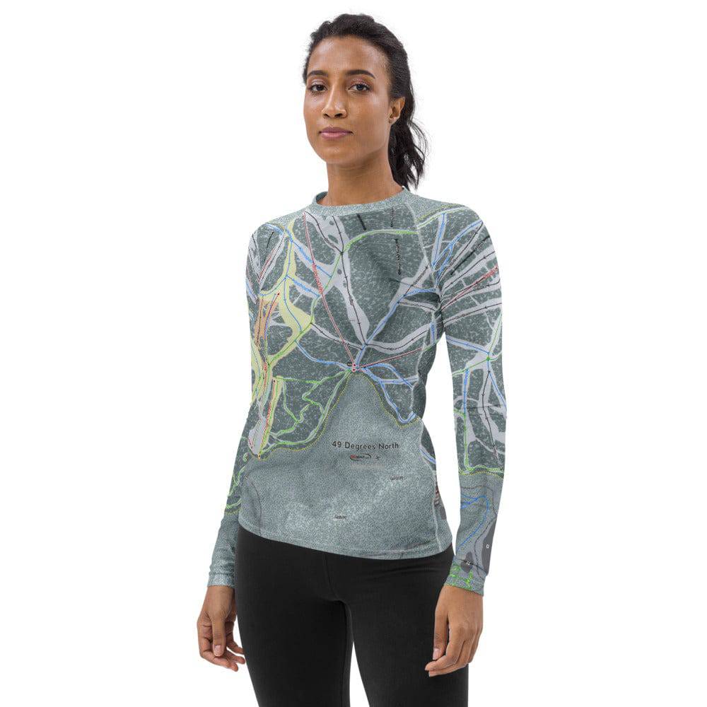 49 Degrees North, Washington Ski Trail Map Women's Base Layer Top - Powderaddicts