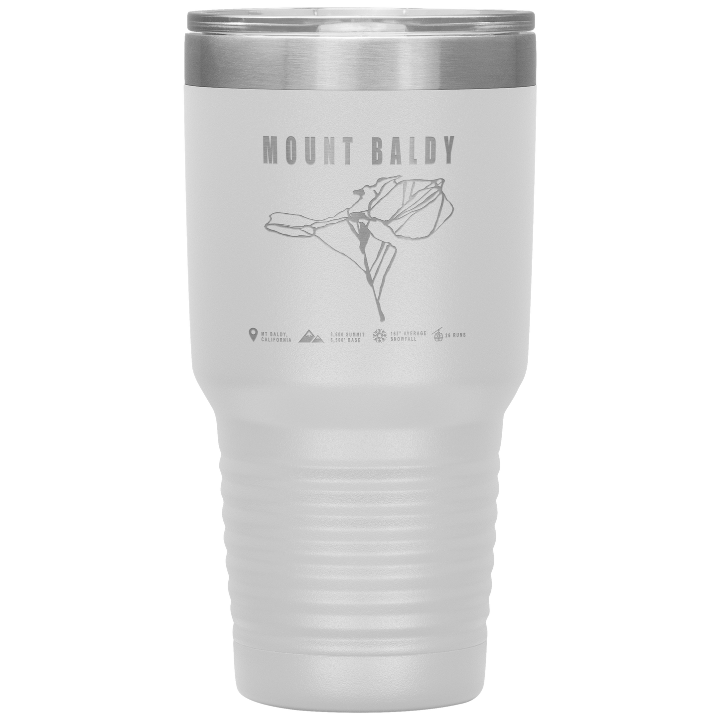Mount Baldy, California Ski Trail Map 30oz Tumbler - Powderaddicts