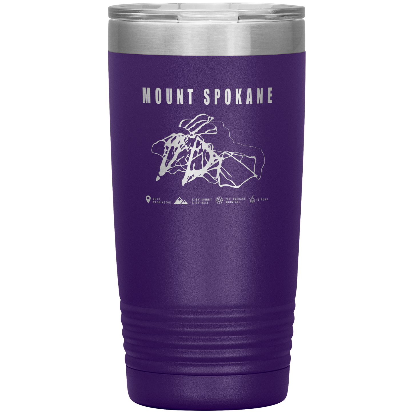 Mount Spokane, Washington Ski Trail Map 20oz Tumbler - Powderaddicts