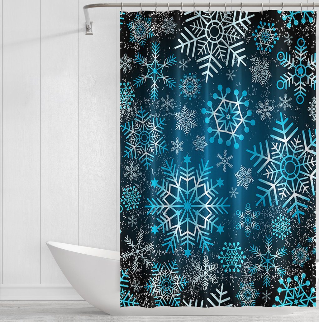 Blue Grunge Snow Shower Curtains - Powderaddicts