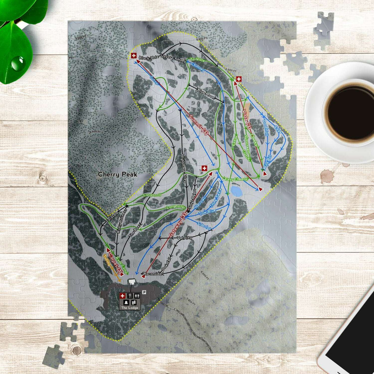 Cherry Peak, Utah Ski Trail Map Puzzle - Powderaddicts