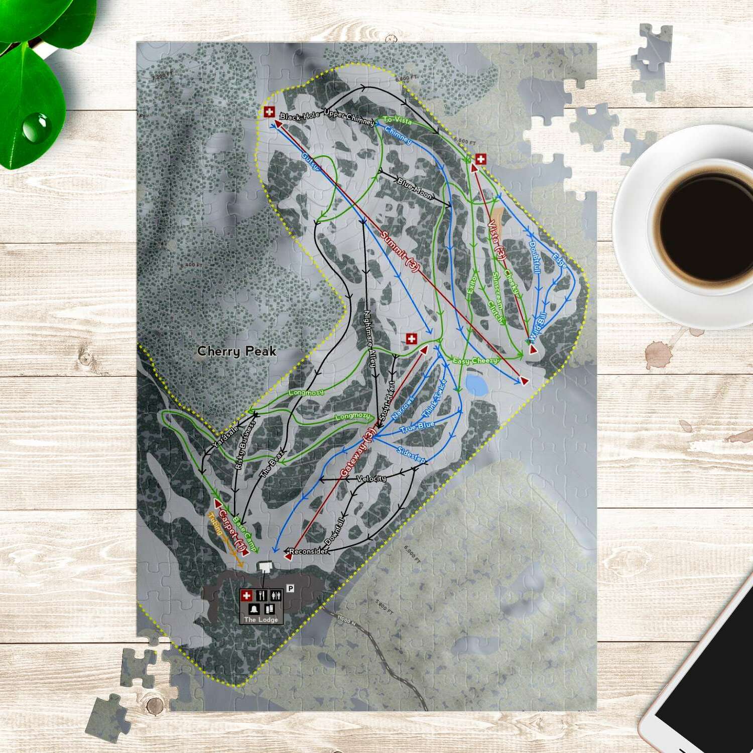Cherry Peak, Utah Ski Trail Map Puzzle - Powderaddicts