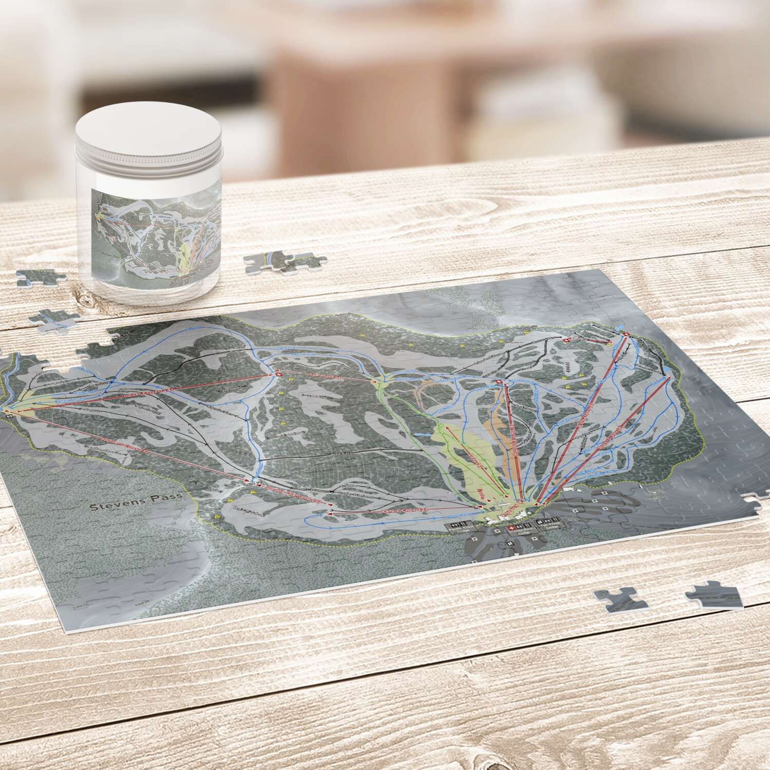Stevens Pass Washington Ski Map Resort Puzzle - Powderaddicts