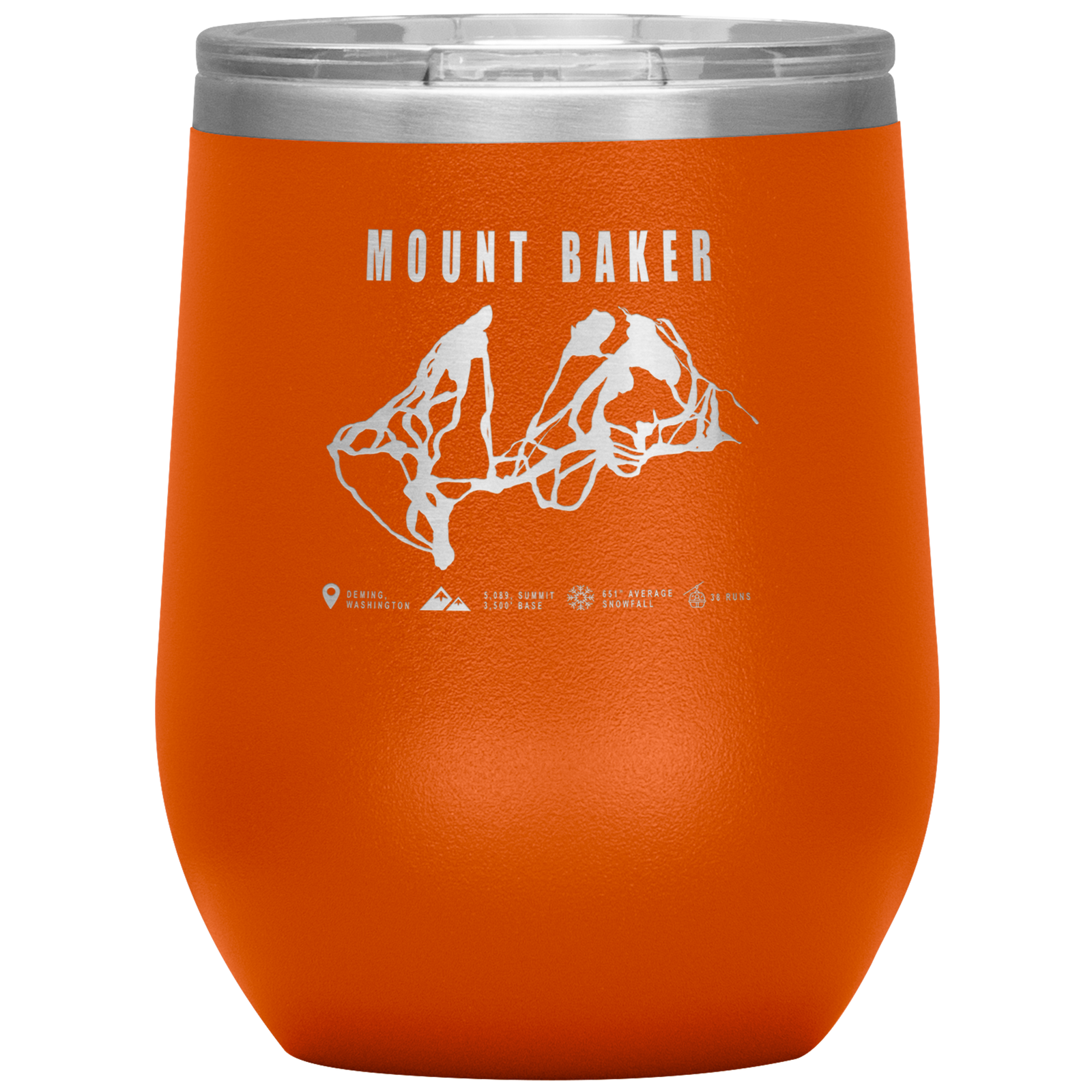 Mount Baker, Washington Ski Trail Map Wine 12oz Tumbler - Powderaddicts