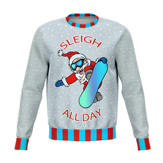 Sleigh All Day Snowboard Ugly Christmas Sweater Order By December 5 - Powderaddicts