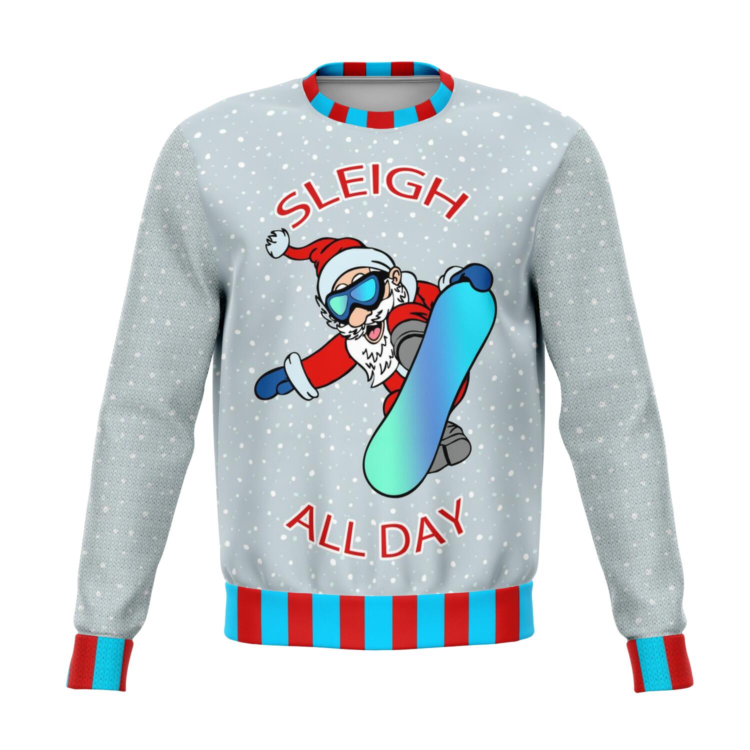 Sleigh All Day Snowboard Ugly Christmas Sweater Order By December 5 - Powderaddicts