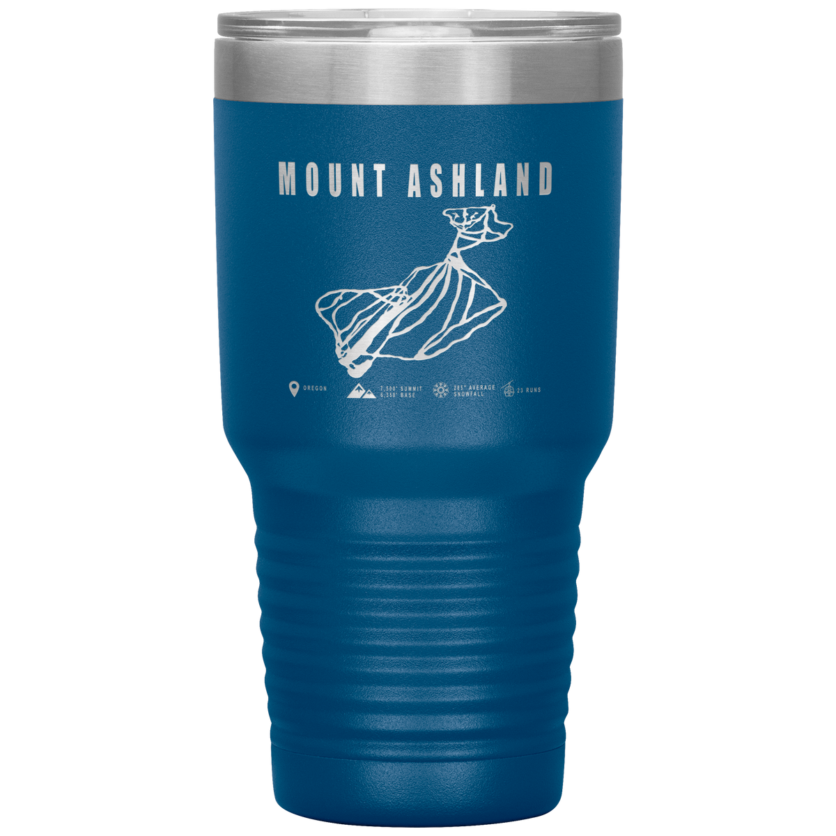 Mount Ashland, Oregon Ski Trail Map 30oz Tumbler - Powderaddicts