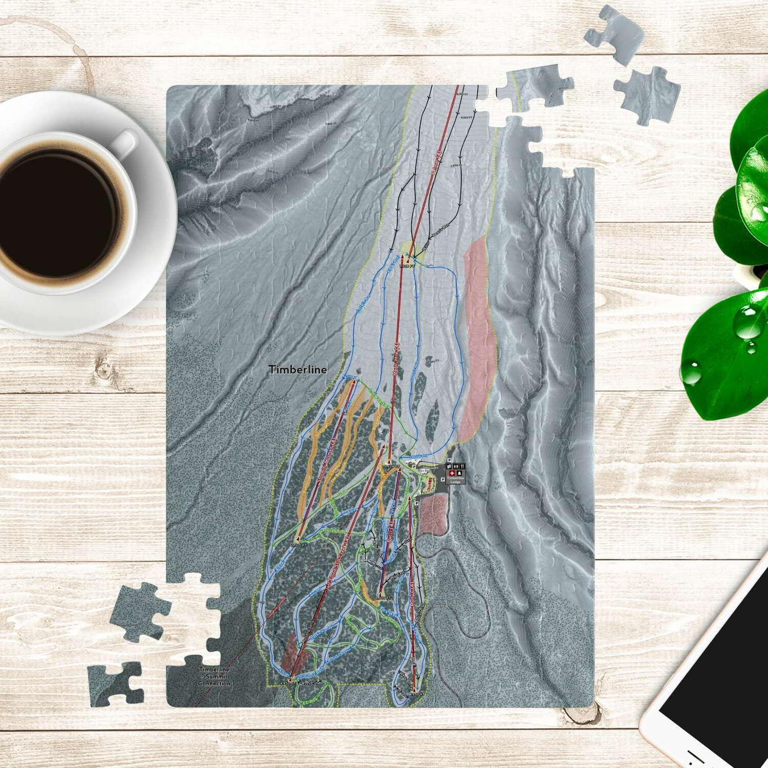 Timberline, Oregon Ski Trail Map Puzzle - Powderaddicts
