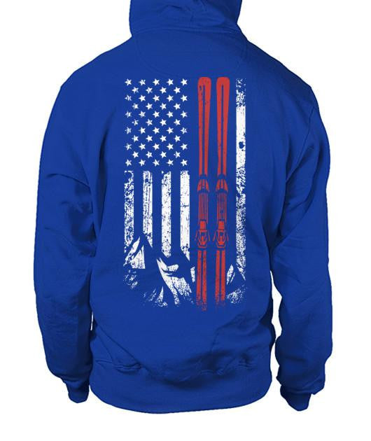USA Ski Flag Zip Hoodies - Powderaddicts